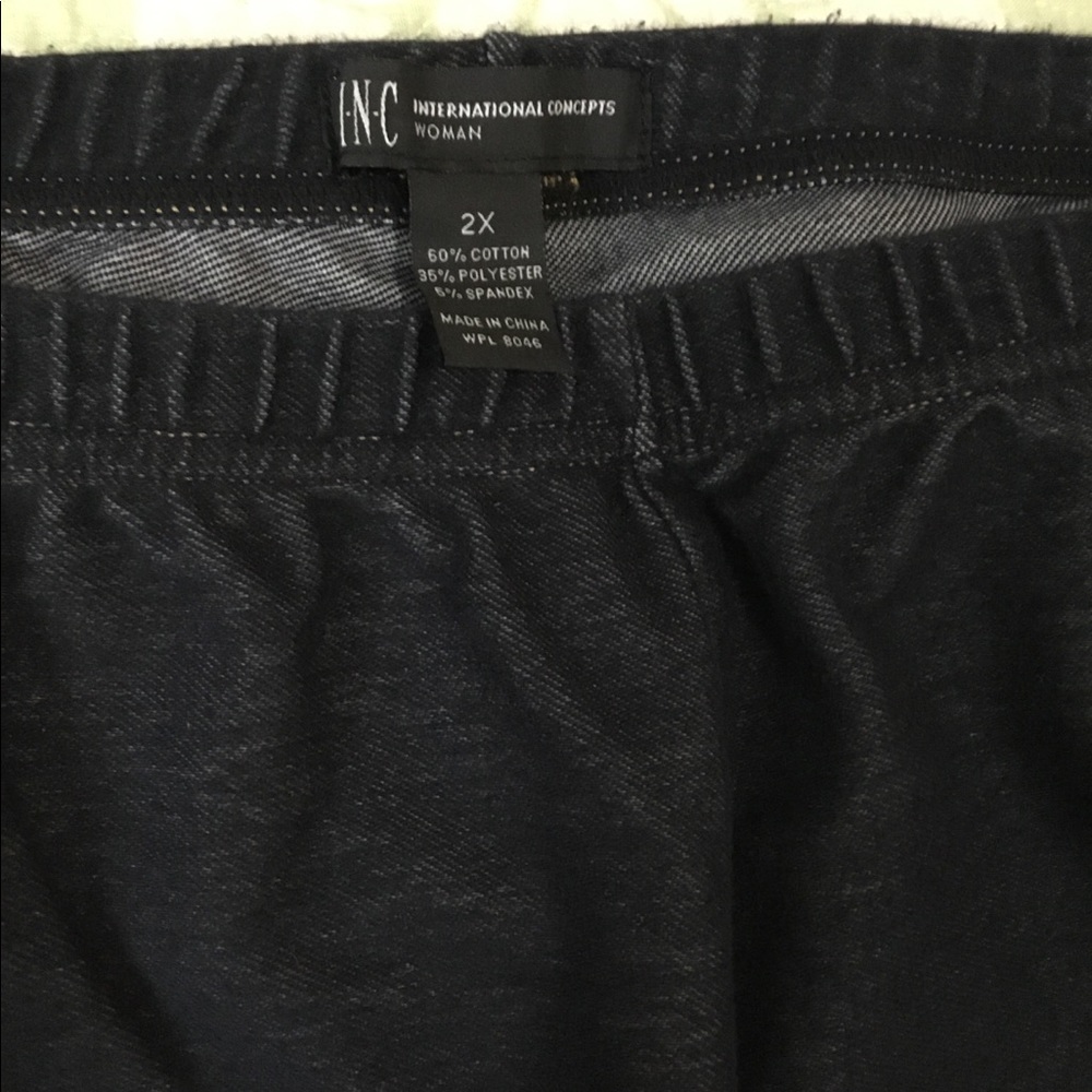 Jean leggings, worn once. Blue stretch denim.